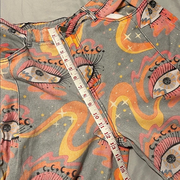 Evil eye super wide legged denim jeans button & zipper unbranded - Picture 5 of 15